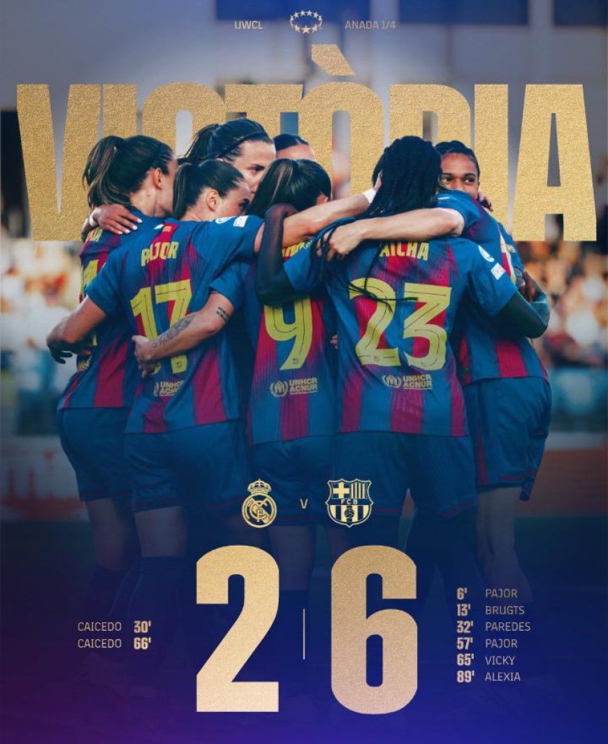 Barcelona atropela Real Madrid e avança na Liga dos Campeões Feminina